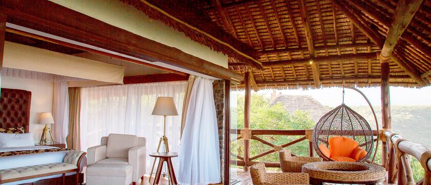 Lake Manyara Kilimamoja Lodge Terrasse vom Zimmer