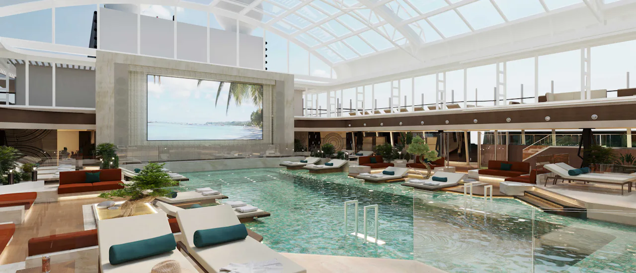 The Conservatory ist der Innenpool mit einfahrbarem Glasdach