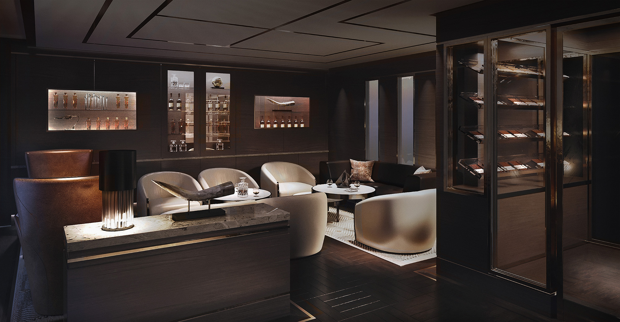 Lassen Sie den Tag im The Humidor bei einem erstklassigen Cognac in intimer Lounge-Atmosphäre ausklingen