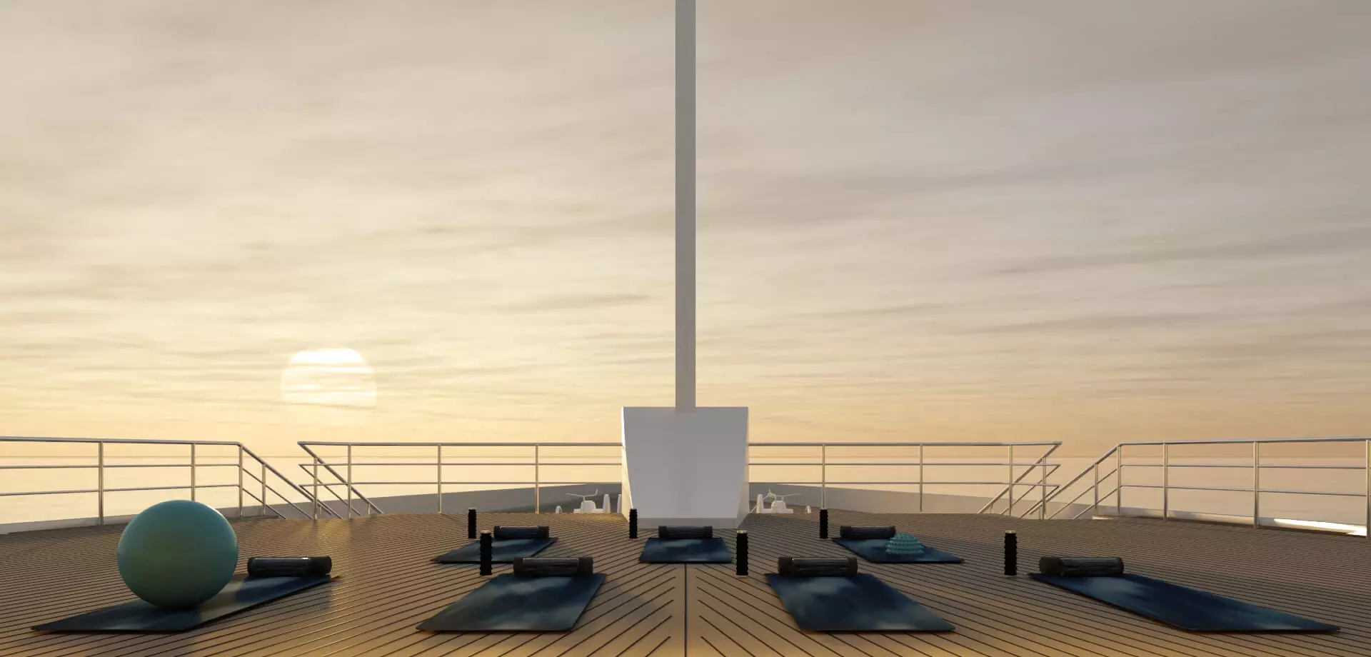 Yogamatten auf dem Deck des Kreuzfahrtschiffes Emerald Sakara