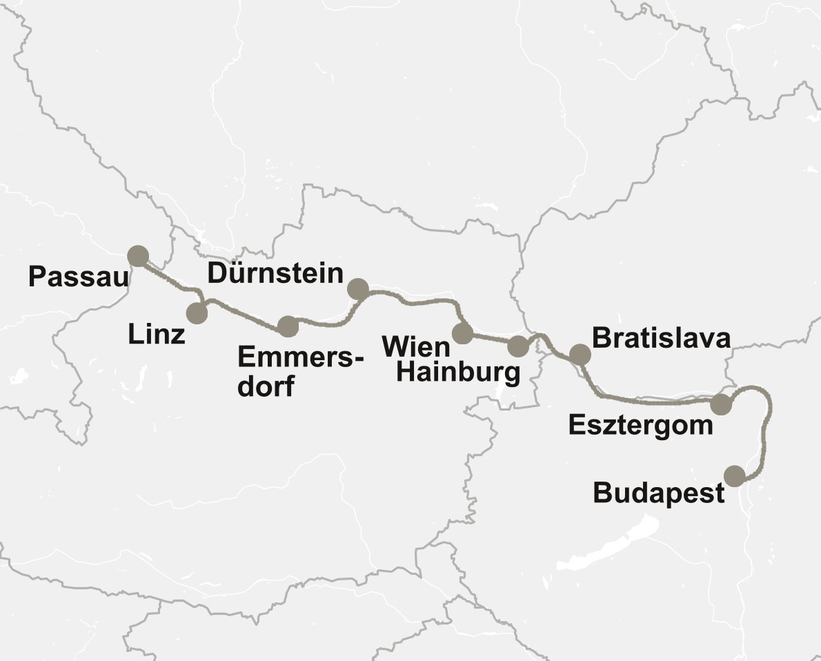 Reiseverlauf Donau Kreuzfahrt