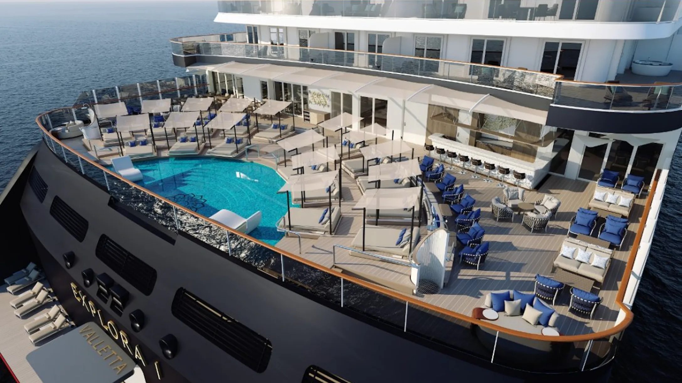 Pooldeck des Kreuzfahrtschiffes Explora 1