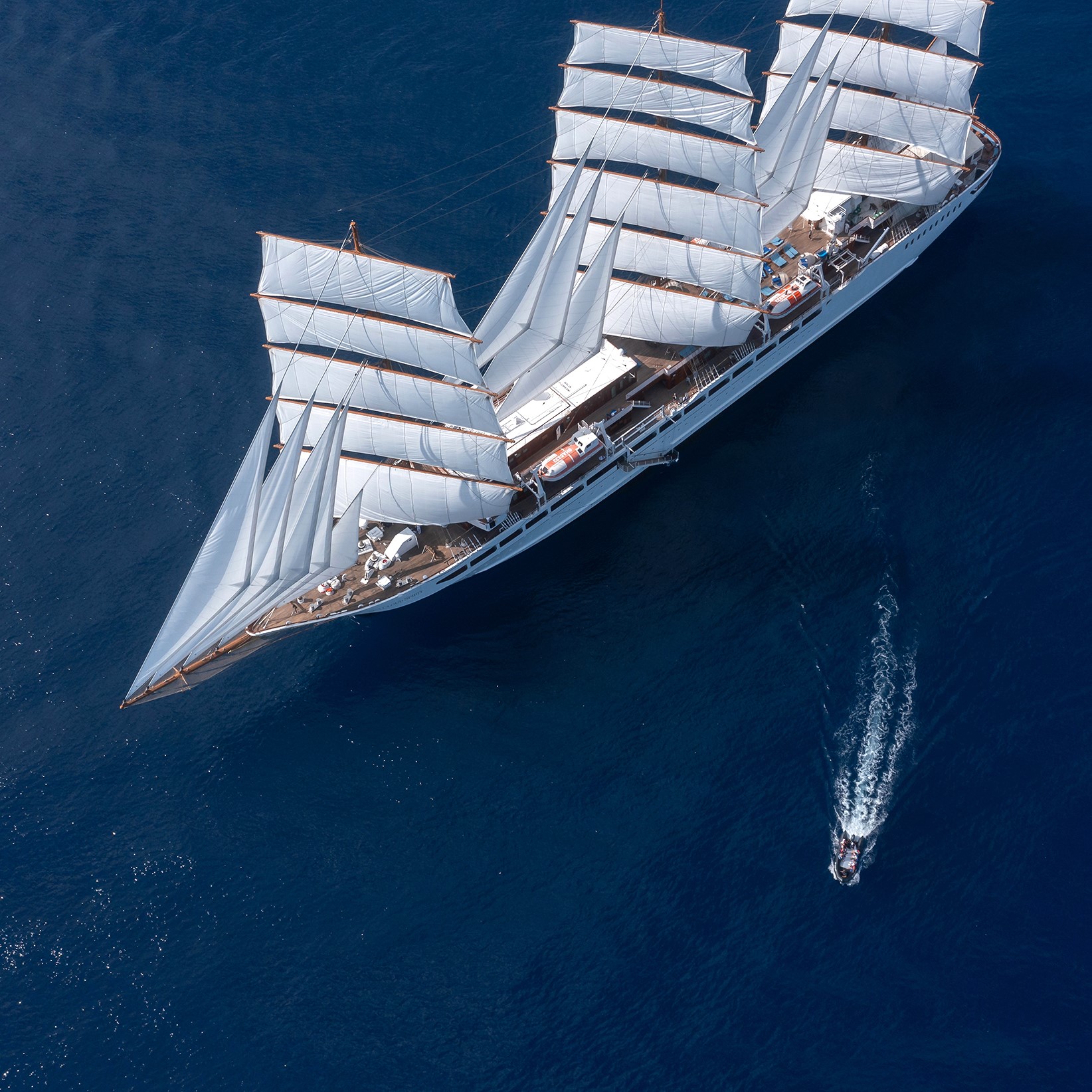 Kreuzfahrtschiff Sea Cloud Spirit Sicht von oben